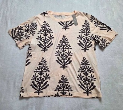 New XS S M J.Crew broken-in jersey t-shirt in blooming block print Fresh Custard
