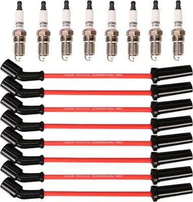 Spark Plug Wires Set 9748HH 8.0mm Red + 41-962 With Plugs, 