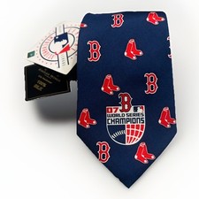 Eagles Wings Mens OS MLB Tie Navy Blue 2007 World Series Boston Red Sox Silk