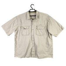 Mens Eddie Bauer Beige 100 Cotton Shirt Button Up Short Sleeve Size XXL