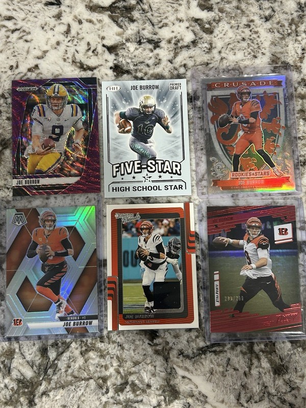 (5) 2025 Panini Donruss Joe Burrow Purple Wave Silver Red /199 Lot Bengals SP