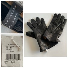 NEW Bloomingdale's Black Leather Gloves Cashmere Lined Men  s M Made in ITALY NWT