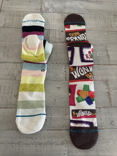 Stance Wonka Bars Kids Crew Socks 2 Pair Large 3-5.5 Youth Willy Wonka & Stripe - Picture 14 of 14
