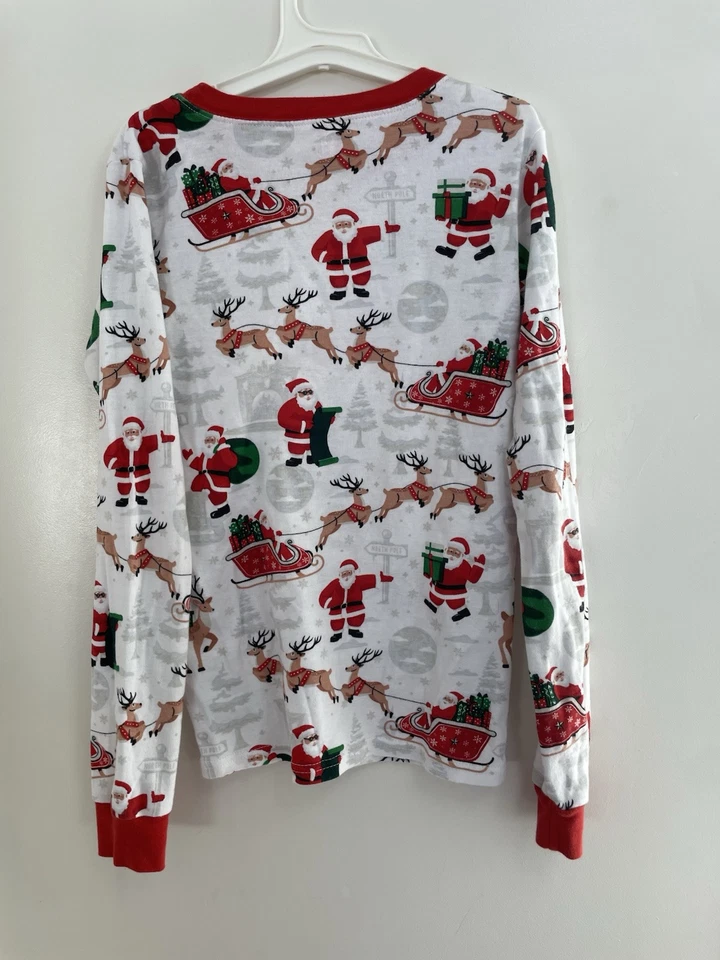 TCP Kids Boys Girls Santa Reindeer Christmas Holiday Long Sleeve PJ Top White 12 - Image 3 of 4