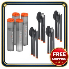 Camping Utensils Set 4 Pack with Container Fork Knife Spoon Outdoor