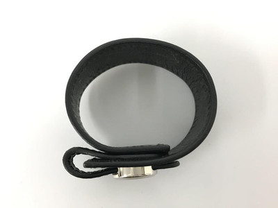 アクセサリー Hermes leather bangles HERMES Leather Bracelet Bangle Serie Black Silver Accessory From