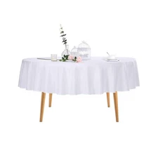 60-Inch White Rectangular Tablecloth 2-Pack Polyester for Wedding Party