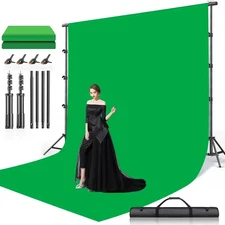 Green Screen with Stand Kit, 8.5 X 10ft Portable Backdrop Stand Kit