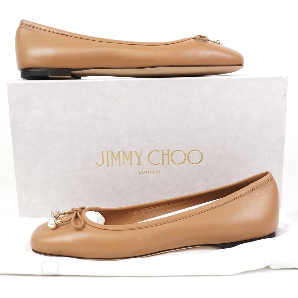 Jimmy Choo Elme Ballet Flats In Biscuit Nappa Leather - Women's Size EU 39