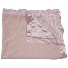 Pink Minky Dot Baby Blanket Satin Trim Reversible Soft Plush Security Lovey VTG