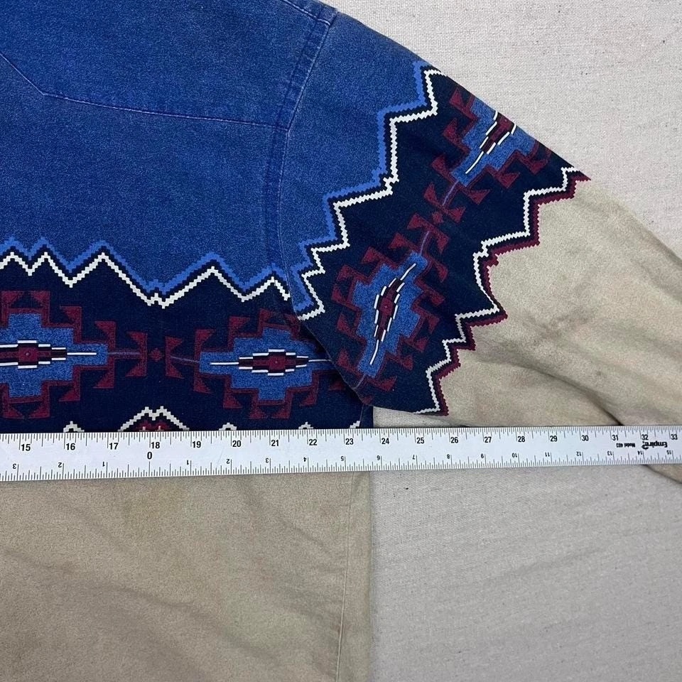 Vintage Wrangler Brushpopper Aztec Western Button Down Shirt - Image 4 of 4