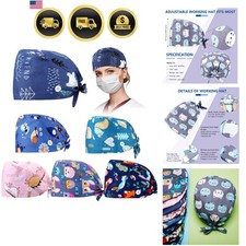6 Pcs Women Cute Animal Scrub Caps - Adjustable Medical Surgical Nursing Hats...