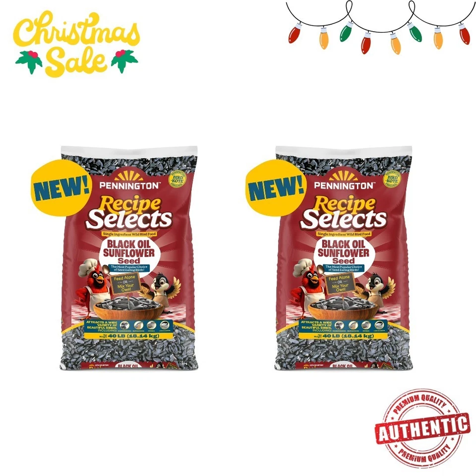 2P Pennington Select Black Oil Sunflower Seed Wild Bird Dry Feed, 40 lb. Bag