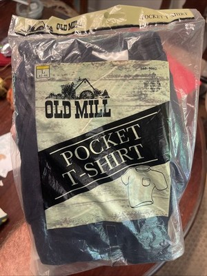 Old Mill Pocket T-Shirt size L 42-44 Black  Short Sleeve Crew Neck Pre-Shrunk