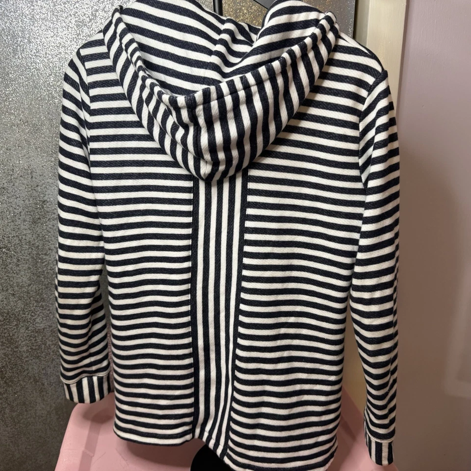 Suéter con Capucha Talbots Para Mujer Talla S Azul Marino Blanco Rayas Náutico Preppy Clásico Foto 3 de 3