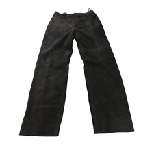 Nine West Pants Womens 12 Black Suede Leather Straight Leg High Rise Vintage