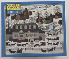 Charles Wysocki Americana 1000 Piece Puzzle Beaver Hat Tavern Hasbro 2005