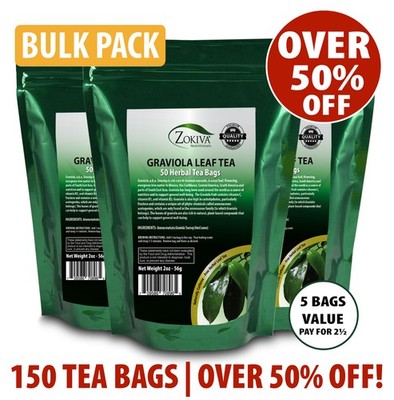 Graviola Leaf Tea Bags   150 Herbal Tea Bags - Soursop- Guanabana Zokiva 