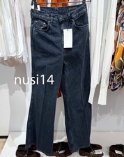 ZARA NEW WOMAN ZW HIGH-WAIST STRIPED FLARE JEANS PANT NAVY BLUE 6840/054/401