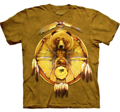 【MASU】 22ss MARCHING BEAR T-SHIRTS New The Mountain Bear Shield Totem Native American T-Shirt (Sm