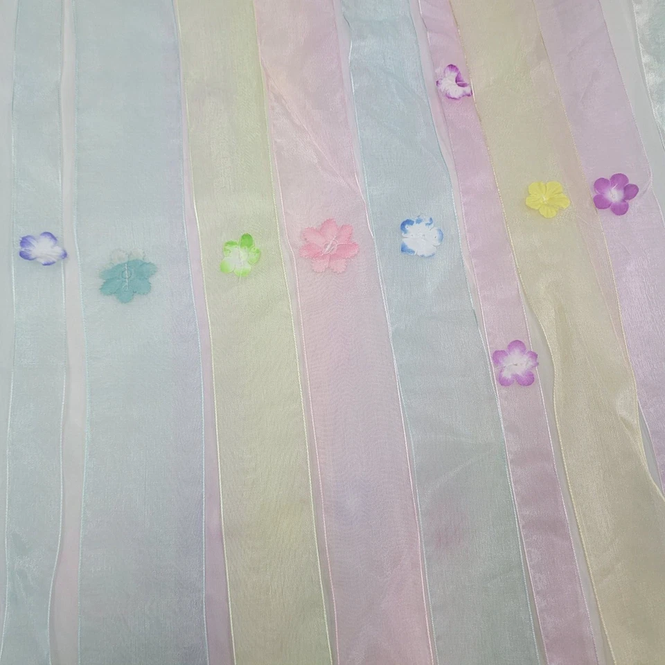 Cinta en cascada pastel arco iris 3D floral flor ventana paneles cortinas niñas niños Foto 3 de 4
