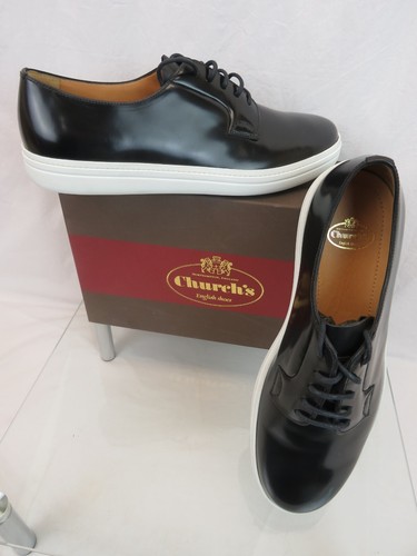 CHURCH'S BY PRADA PADFIELD ETF001 BLACK LEATHER DERBY OXFORDS SNEAKERS 8 US 9 - Picture 9 of 12