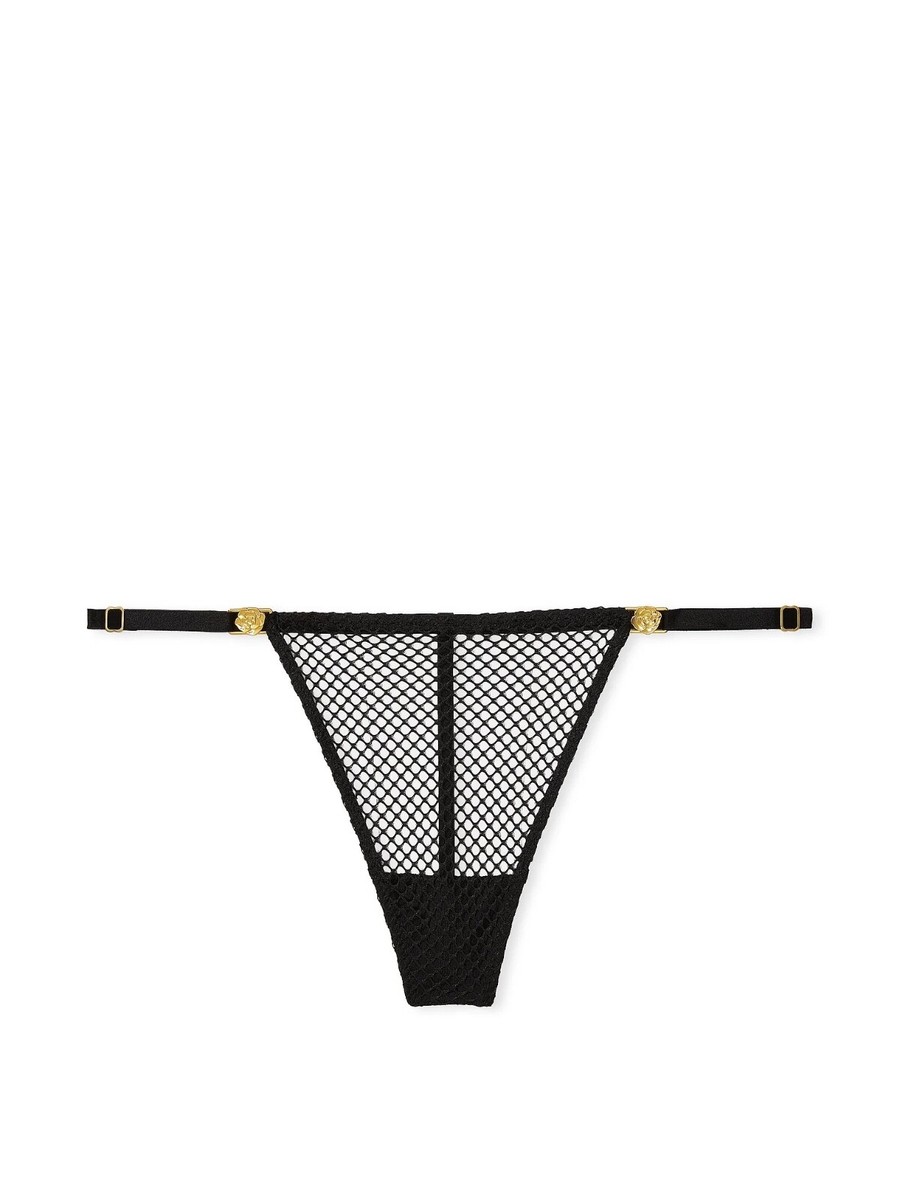 Victoria's Secret Very Sexy Fishnet Adjustable V-String Panty Color Black  NWT