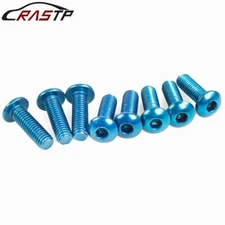 All Blue 8PCS Racing Car Steering Wheel Screw Kit M5x0.8 Bolts Round Head