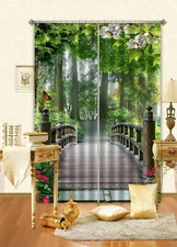 3D Park Bridge ZHUA1867 Photo Curtain Window Blockout Fabric Amy 2023