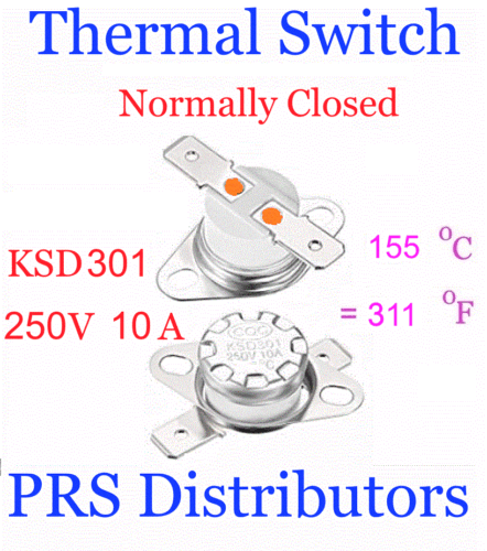 KSD301 10A 250V 155°C 311°F Thermostat Temperature Switch Thermal control Switch - Picture 3 of 4