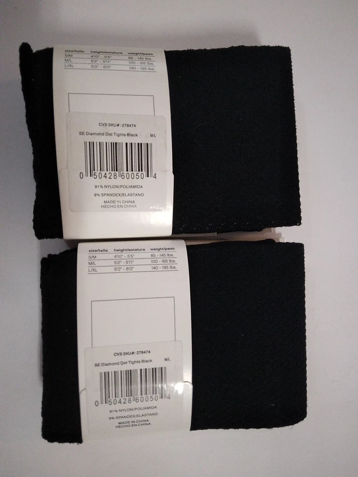 Medias texturizadas Hanes Style Essentials Fashion SE punto diamante negro lote de 2 nuevas Foto 4 de 4