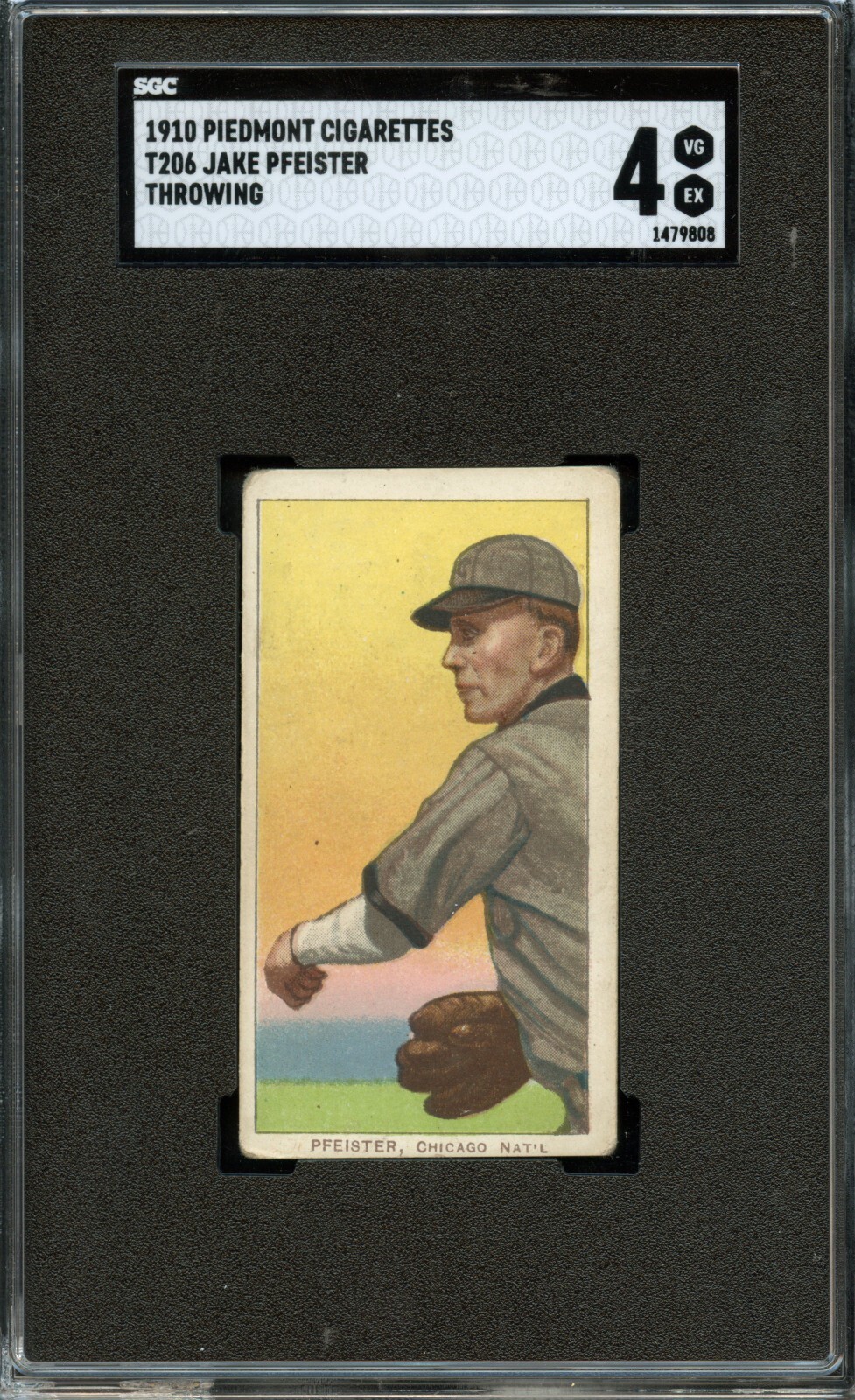SGC BB - 1909-11 - T206 - Piedmont 350 - Jake Pfeister Throwing - SGC 4 - VG-EX