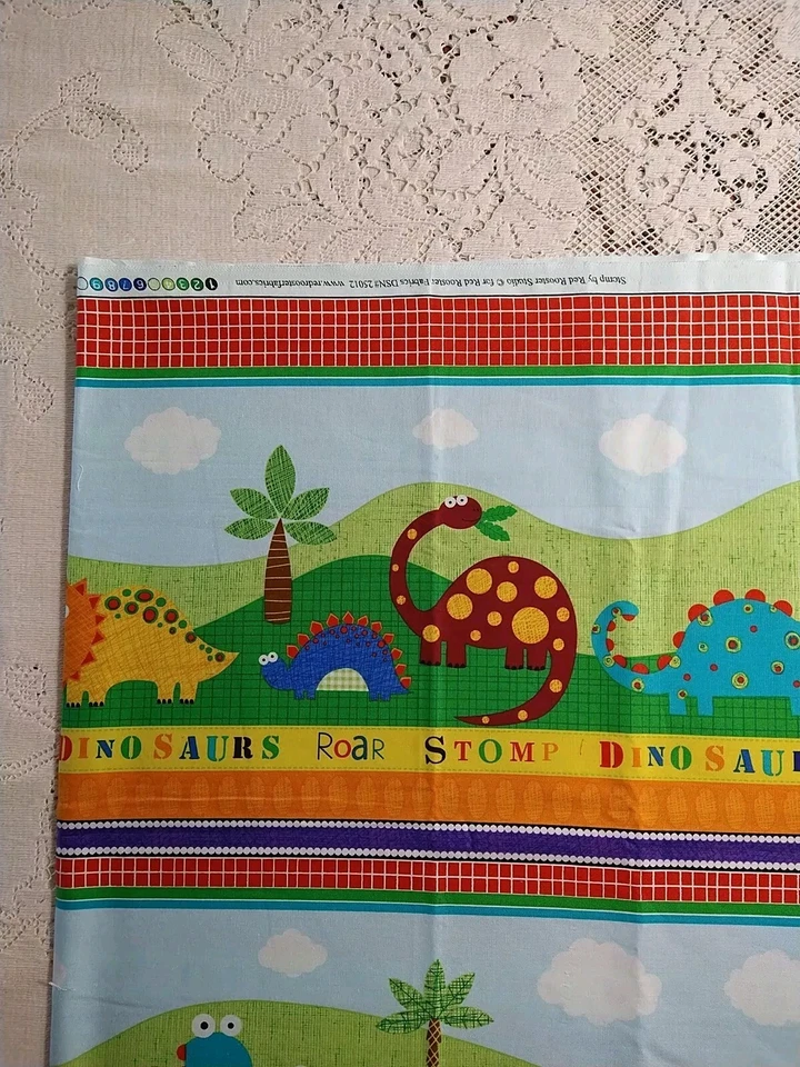 Dinosaur Prehistoric Fun Cotton Fabric Red Rooster Studio Fabrics Stomp 21" - Image 2 of 4