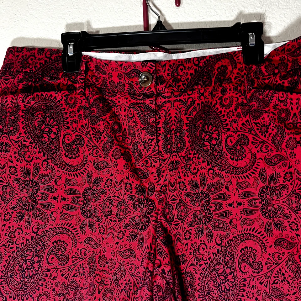 Pantalones Cortos Para Mujer Lands End Rojo Paisley Lunares Bandana Estampado Talla 16P Foto 2 de 4