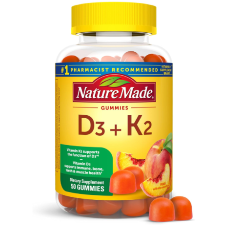 Nature Made Vitamin D3 + Vitamin K2 Gummies, 50 gummies/ 25-day Supply