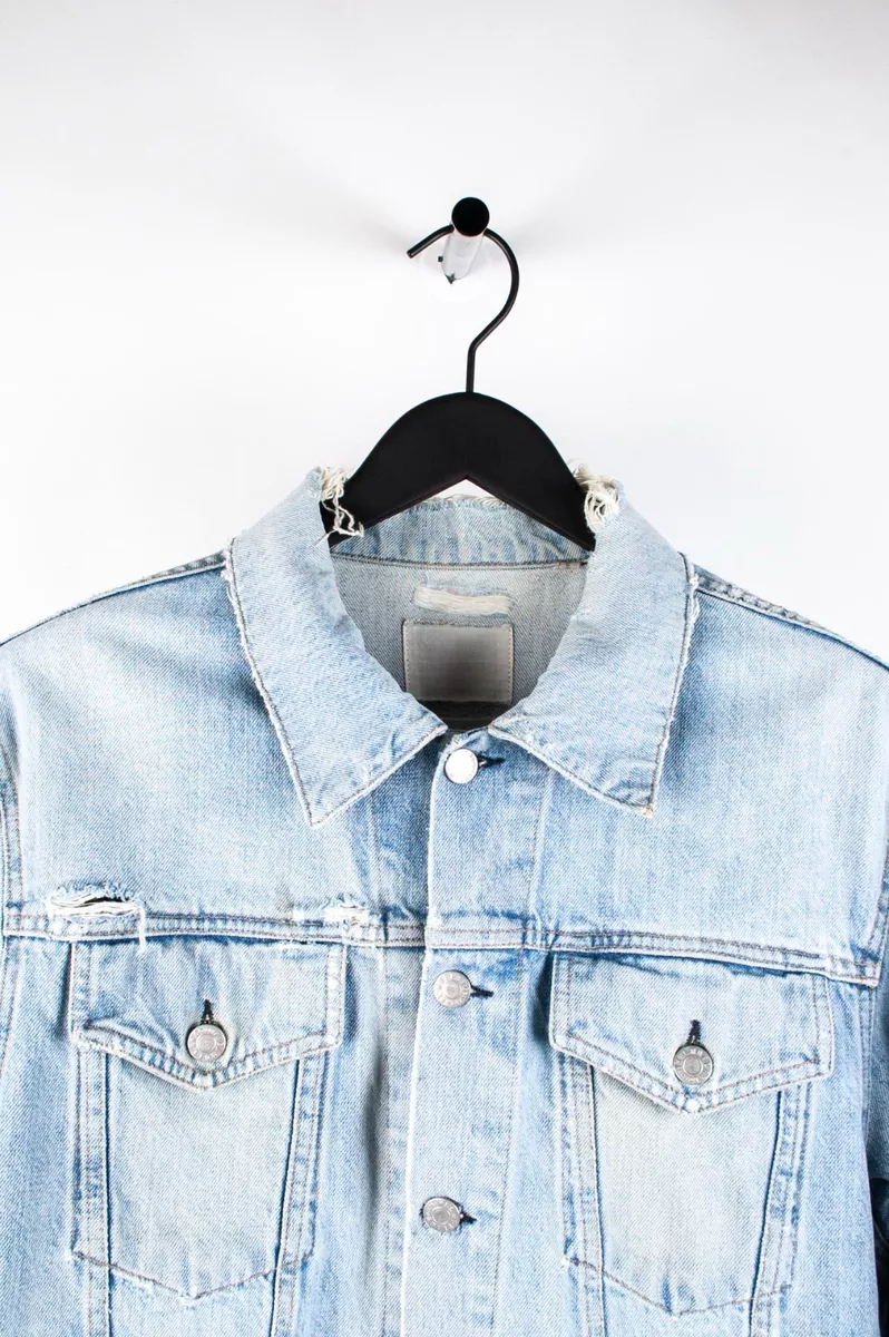 Helmut lang top distressed denim jacket