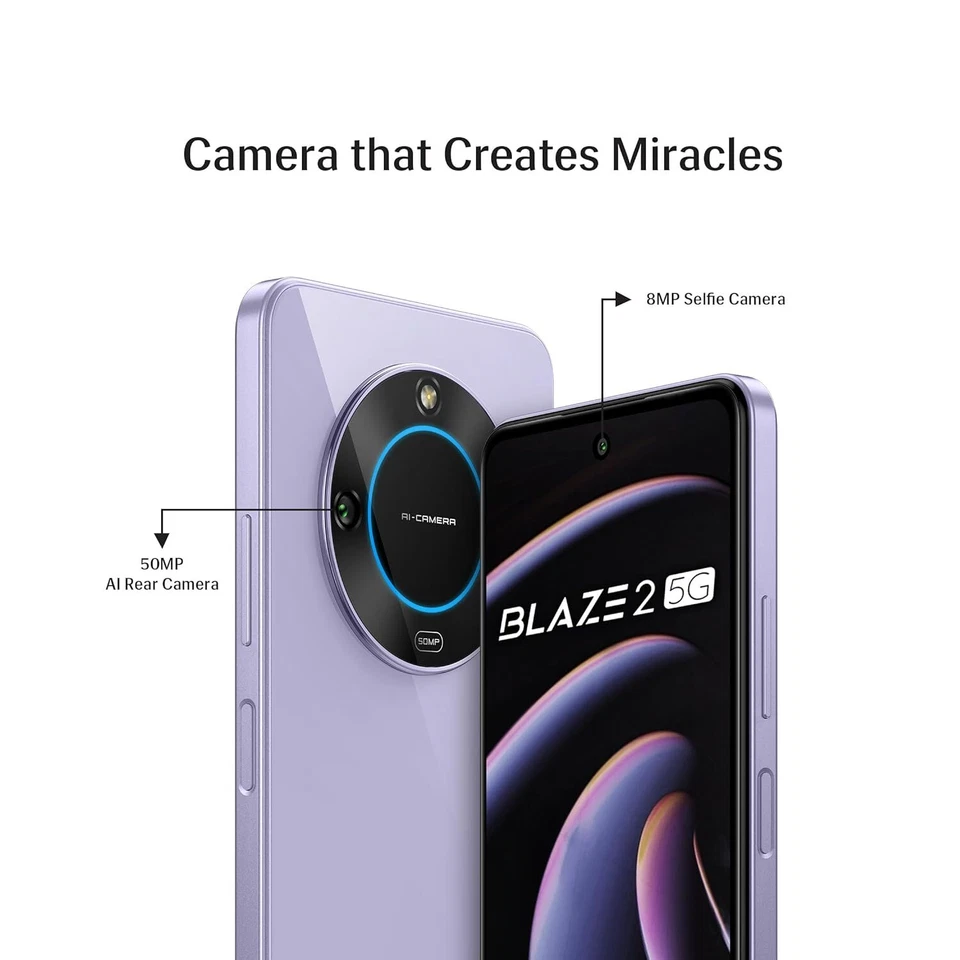 Lava Blaze 2 5G (Glass Lavender, 6GB RAM, 128GB Storage)| Stunning Ring Lig - Image 3 of 4