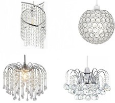 MODERN CEILING PENDANT LIGHT LAMP SHADE CHANDELIER ACRYLIC & CRYSTAL DROP SHADES