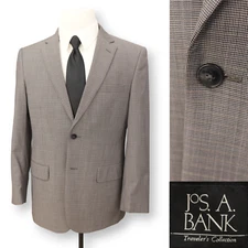 JOS A BANK mens gray 100% WOOL pattern sport coat suit jacket blazer 40 41 42 R