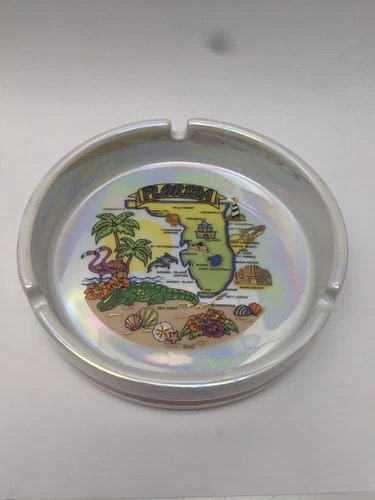 Florida State Souvenir 4-3/4" Inch Ceramic Ashtray.