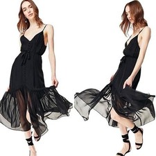 NWT Cami NYC Laurel Black Chiffon Dress - Siz...