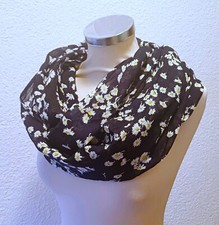 Leichter Loop Schlauchschal dunkelblau Margeriten Tuch Stola