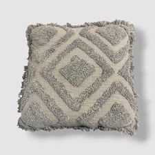 VCNY Home Gray Tufted Cotton Square Decorative Pillow | 20" X 20"