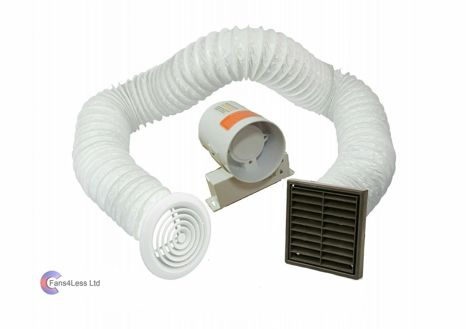 4" Inline Extractor Fan Timer Full Kit Ventilation for Bathroom Shower Brown