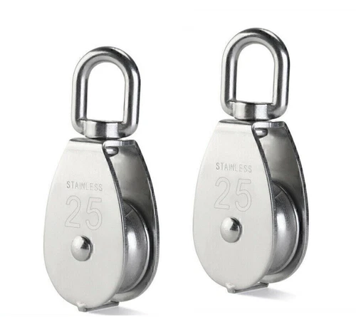 2x Umlenkrolle Seilrolle Blockseilrolle Edelstahl 25MM 400kg Blockseilrolle DE