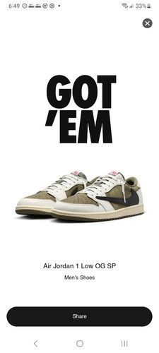 Travis Scott x Nike Air Jordan 1 Retro Low OG SP Medium Olive DM7866-200 size 12