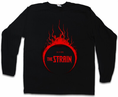 HE IS HERE LOGO I LANGARM T-SHIRT Guillermo Del Toro Vampire TV The Strain