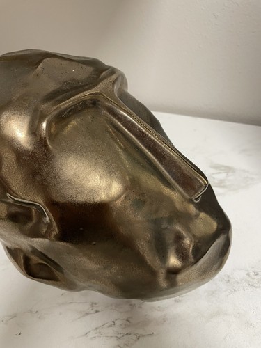 Rare Handcrafted Abstract Art Bronze Ceramic Man Head Sculpture Figurine 8x8x10 - Picture 8 of 13