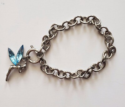 Bracelet Fairy Tinkerbell Blue Rhinestone Crystal Sparkling Wings