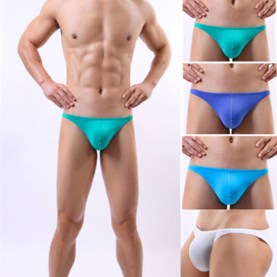 ZONBAILON Men's Underwear Ice Silk Soft Big Pouch Sexy Bikini Breathable Thong